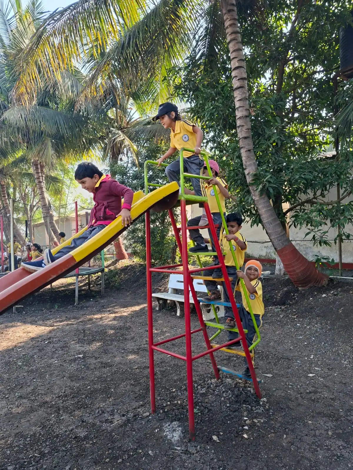 Safe outdoor playground slide and activity area in Pune